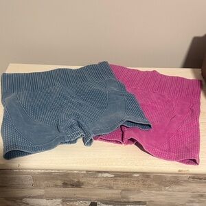 Blue and Pink Ribbed Shorts